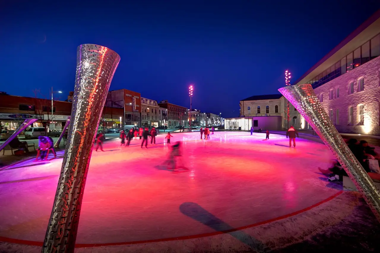Downtown Guelph Market Square in winter
